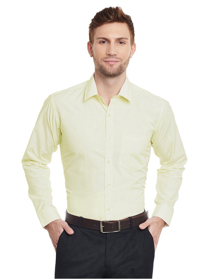 Men Lemon Solid Slim Fit Cotton Rich Formal Shirt