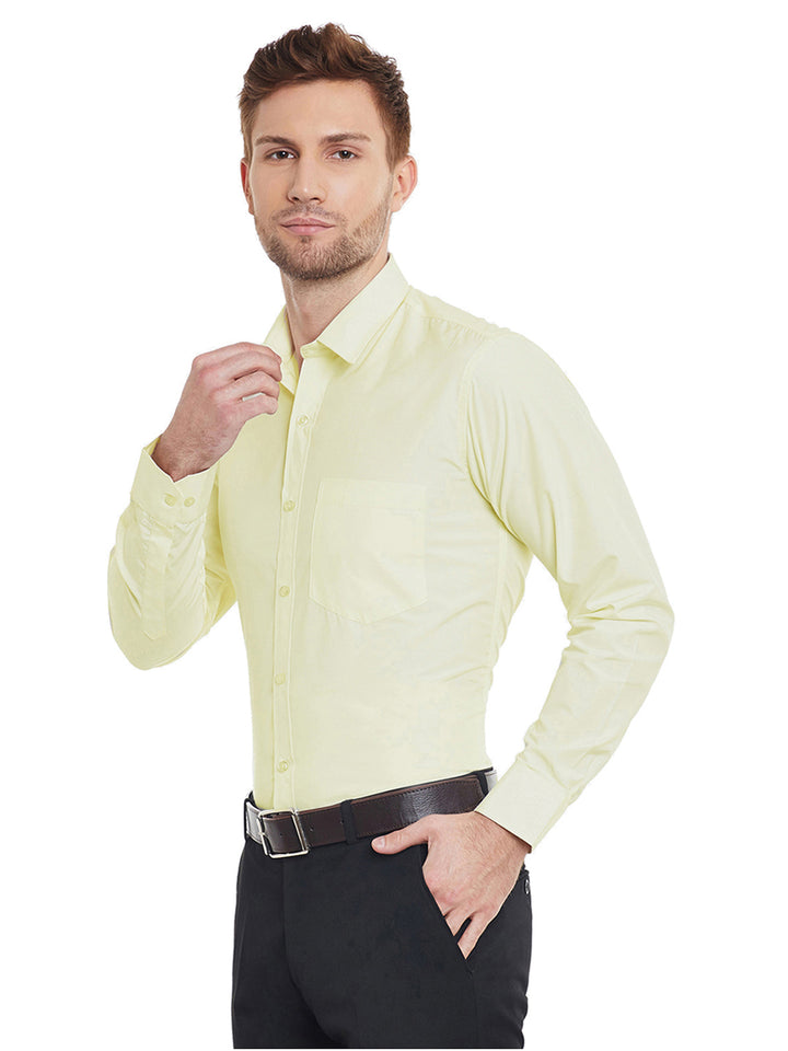 Men Lemon Solid Slim Fit Cotton Rich Formal Shirt