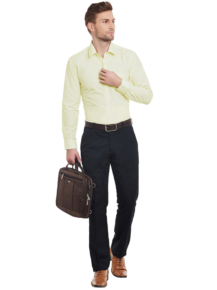 Men Lemon Solid Slim Fit Cotton Rich Formal Shirt