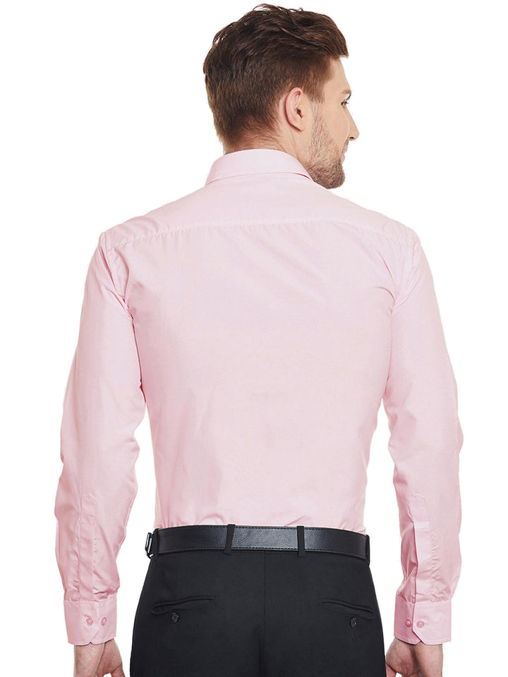 Men Pink Solid Cotton Slim Fit Formal Shirt
