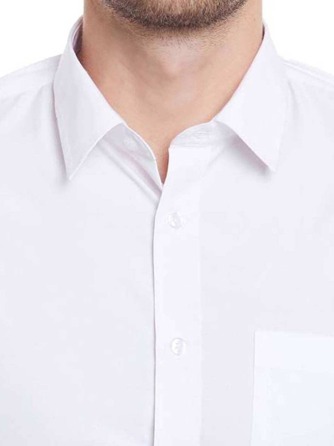 Men White Solid Slim Fit Formal Shirt