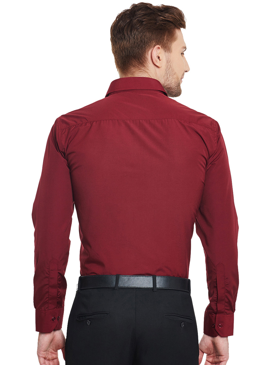 Men Maroon Solid Slim Fit Cotton Rich Formal Shirt