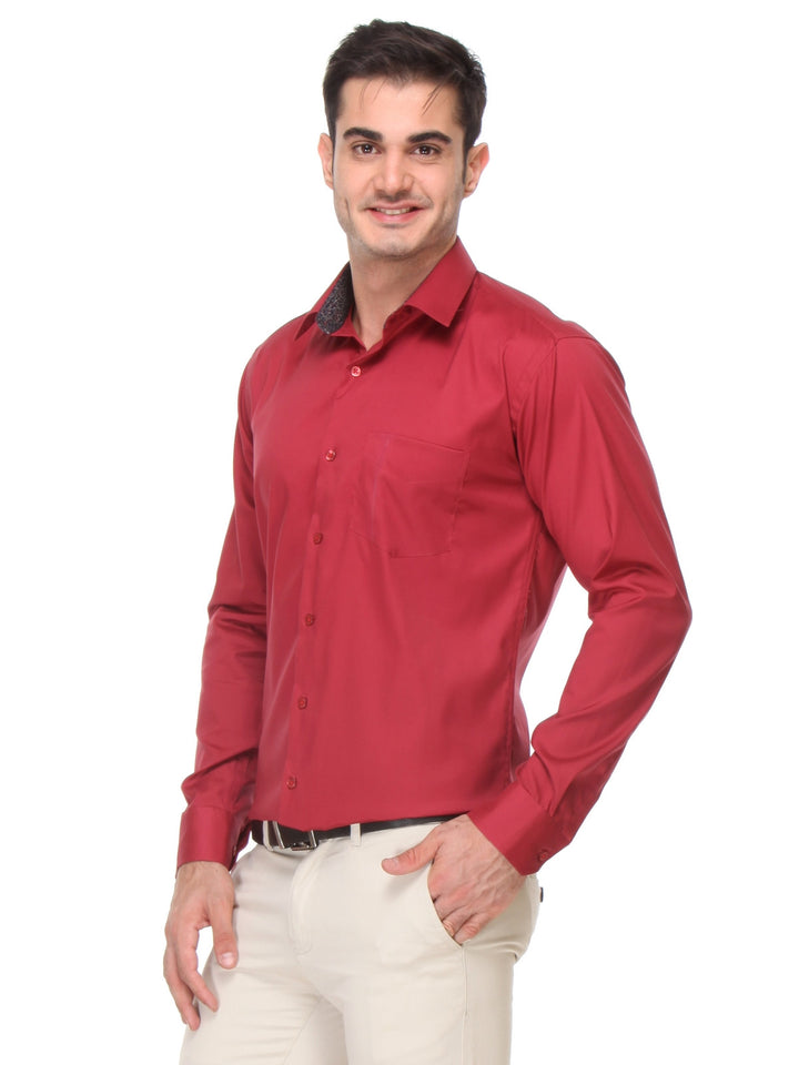 Men Red Slim Fit Solid Oxford Pure Cotton Formal Shirt