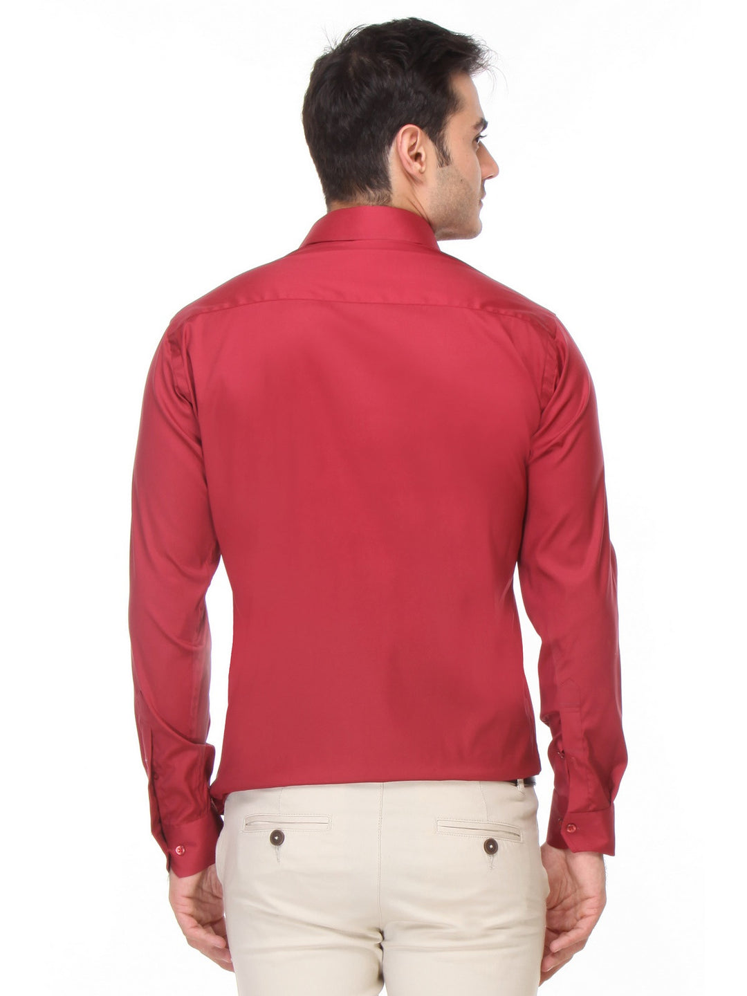 Men Red Slim Fit Solid Oxford Pure Cotton Formal Shirt