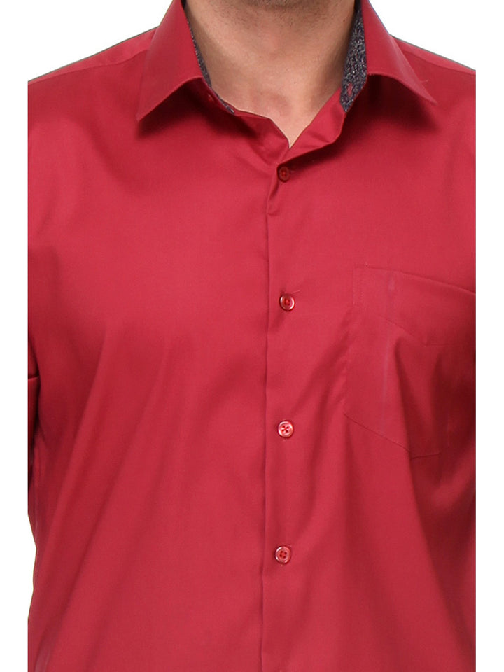 Men Red Slim Fit Solid Oxford Pure Cotton Formal Shirt