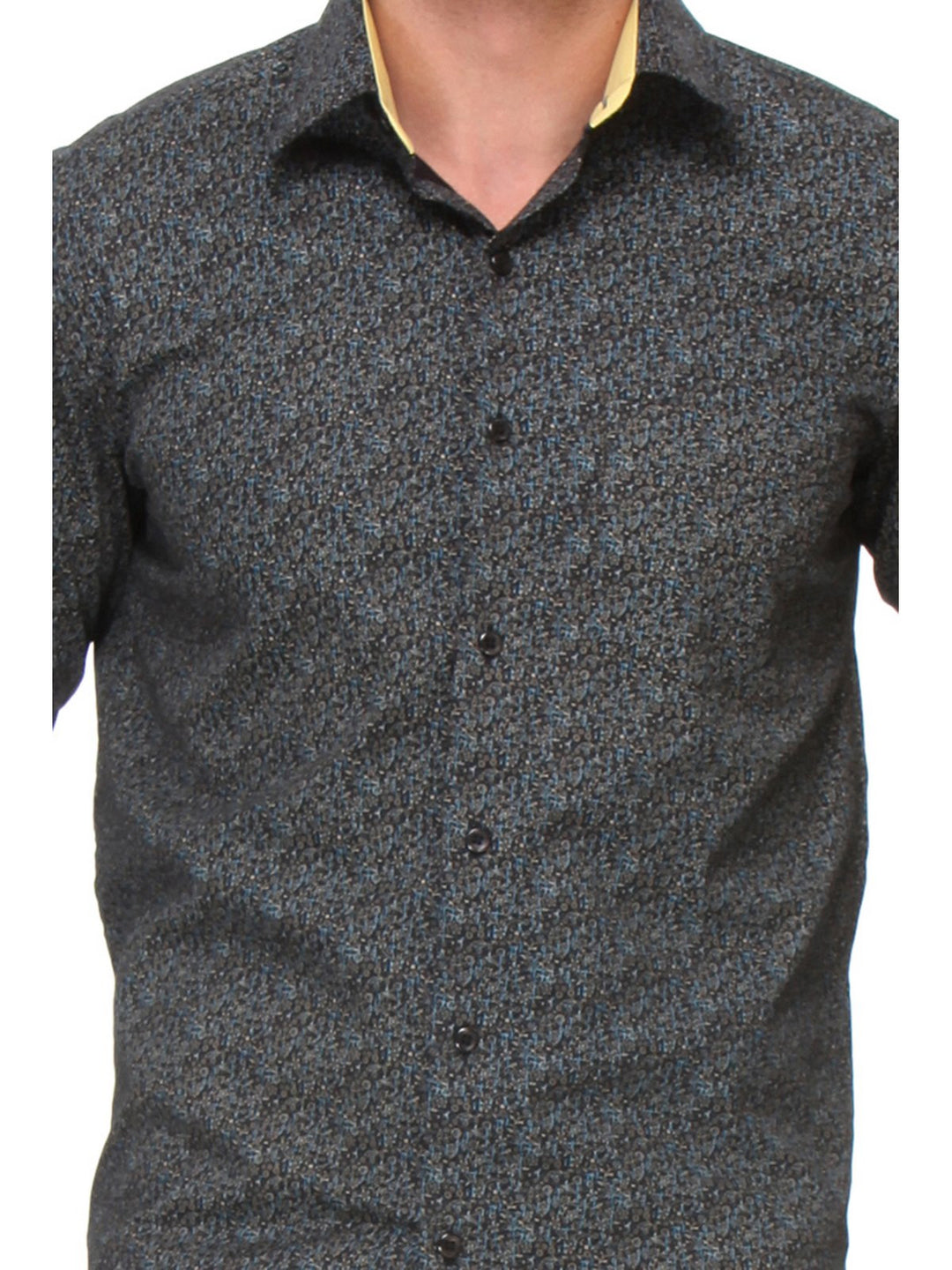 Men Black Slim Fit Print Satin Pure Cotton Formal Shirt