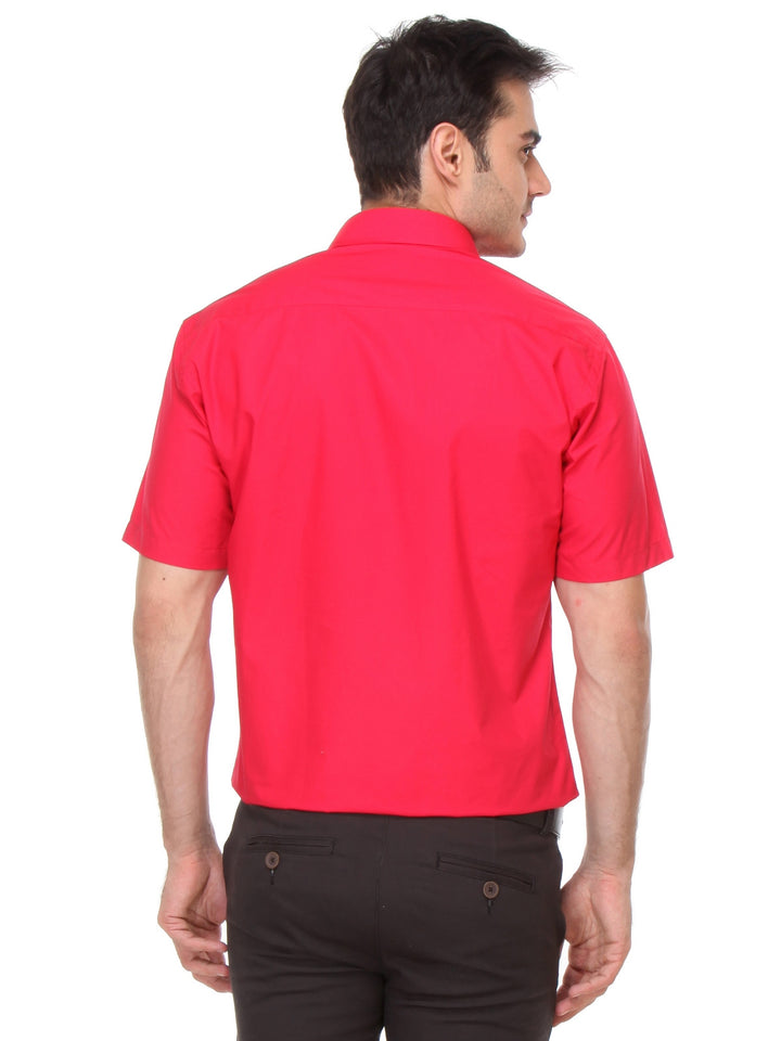 Men Red Slim Fit Solid Pure Cotton Formal Shirt