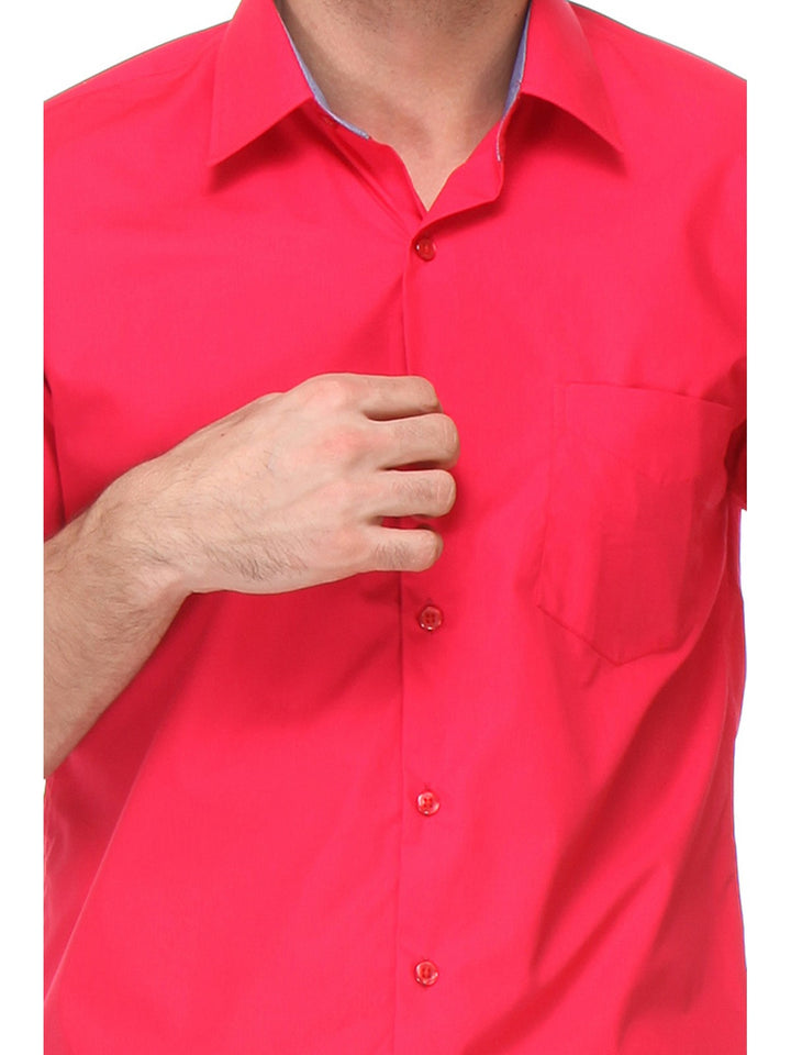 Men Red Slim Fit Solid Pure Cotton Formal Shirt