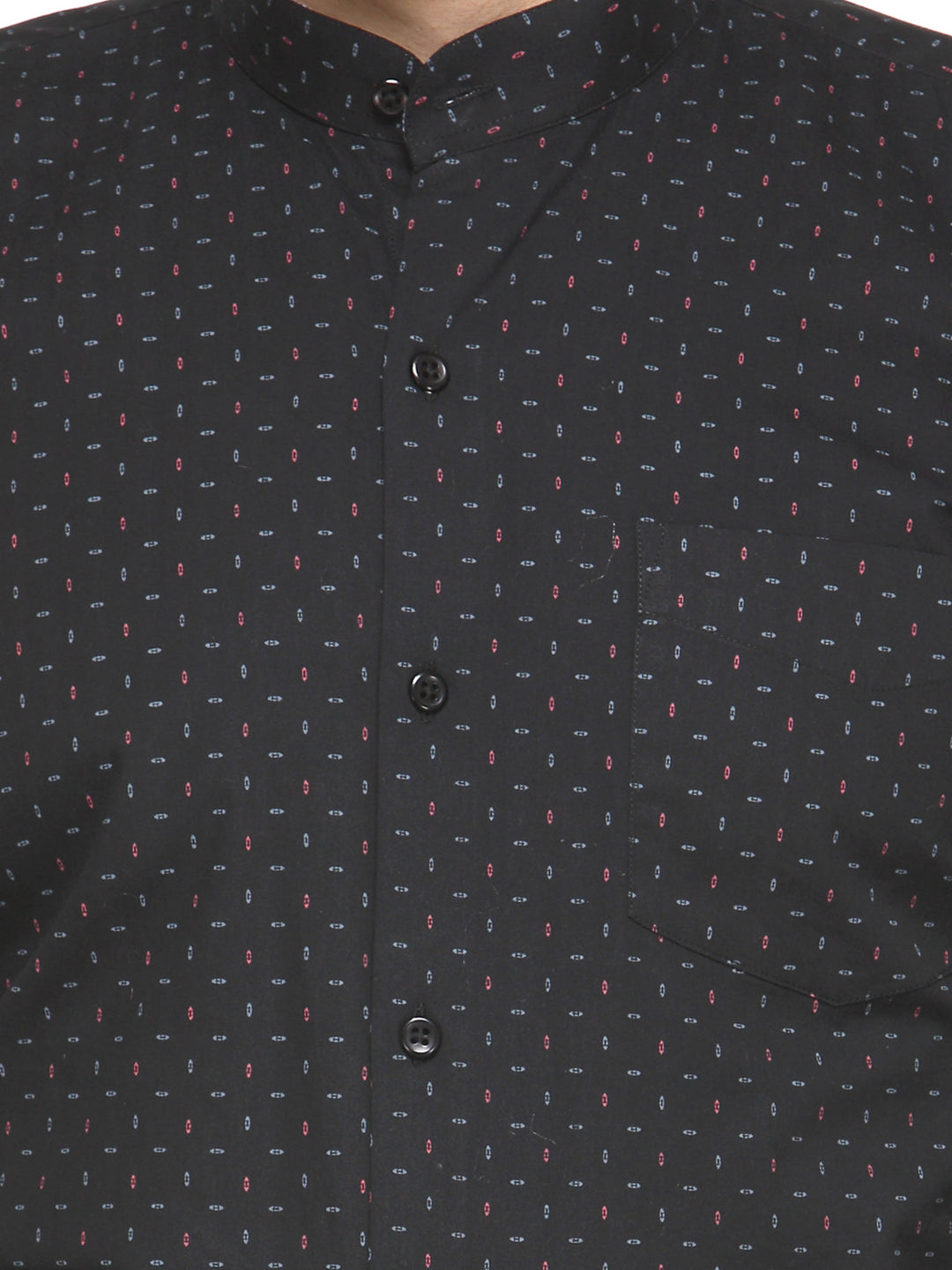 Men Black Printed Pure Cotton Slim Fit Formal Shirt