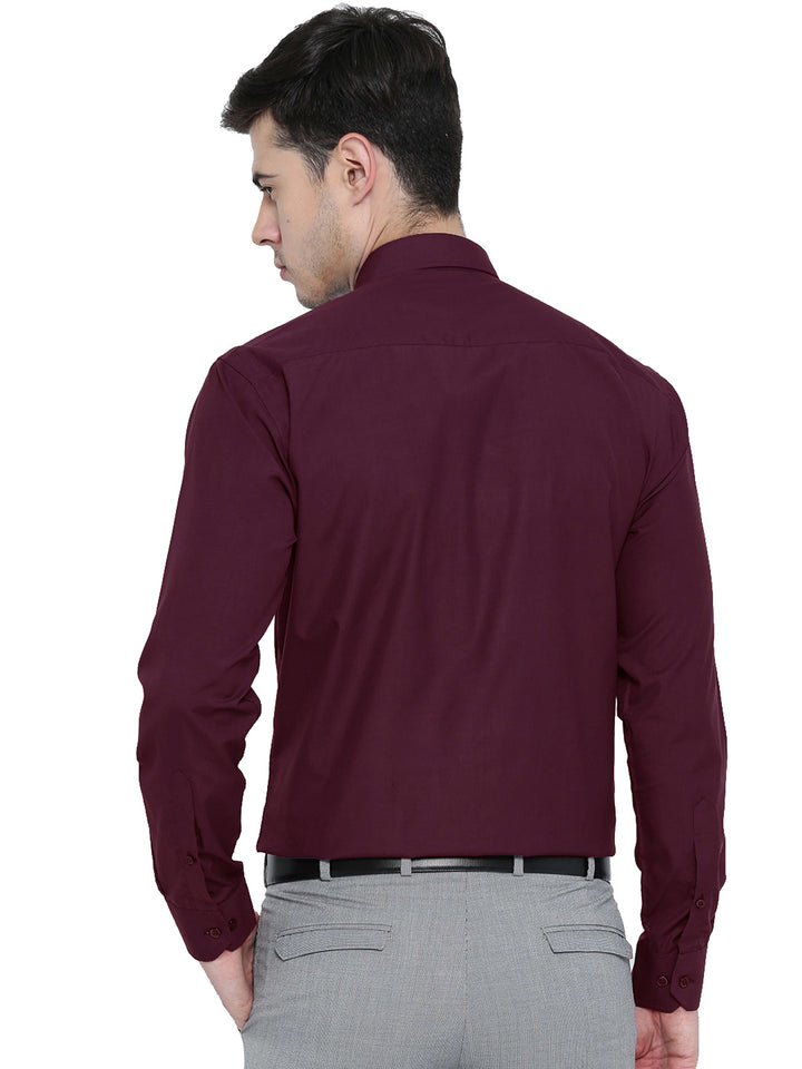 Men Maroon Solid Slim Fit Formal Shirt