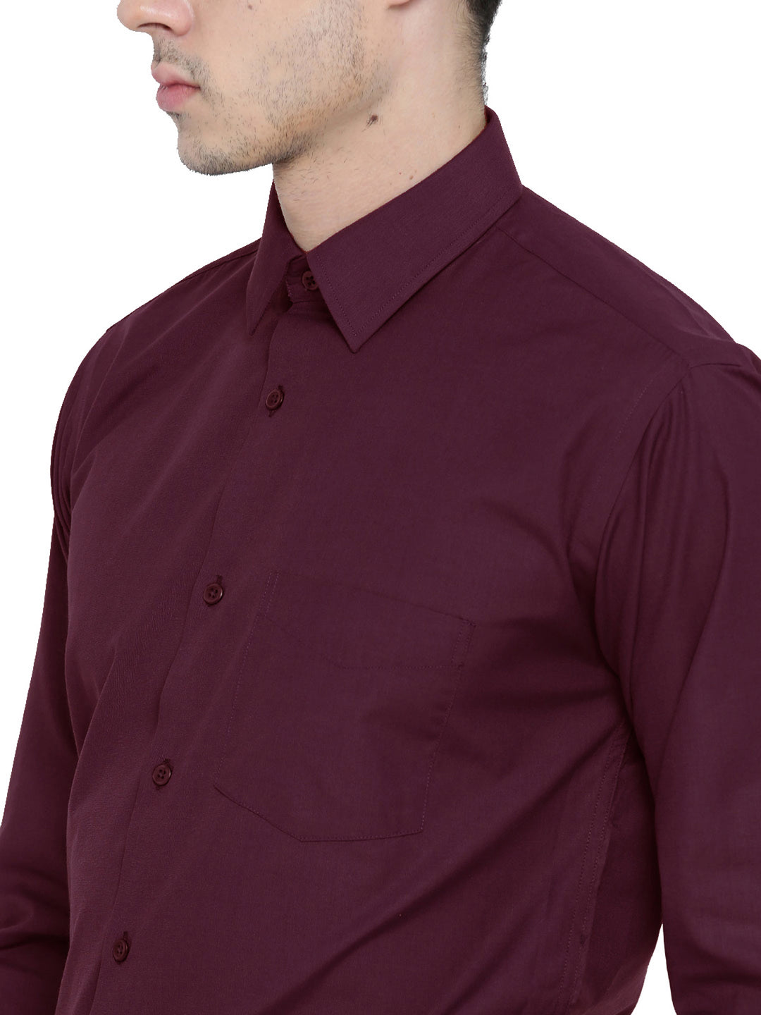 Men Maroon Solid Slim Fit Formal Shirt