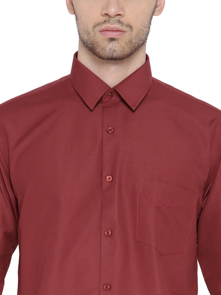 Men Red Chambray Slim Fit Formal Shirt