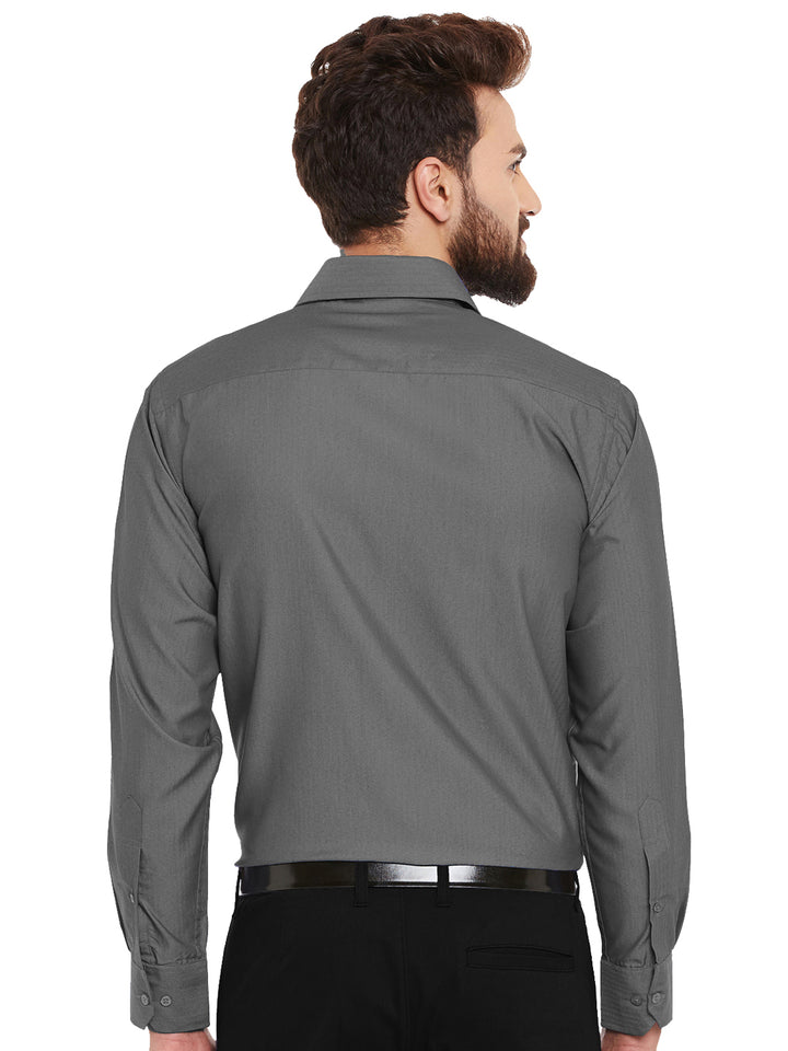 Men Grey Solid Slim Fit Pure Cotton Formal Shirt