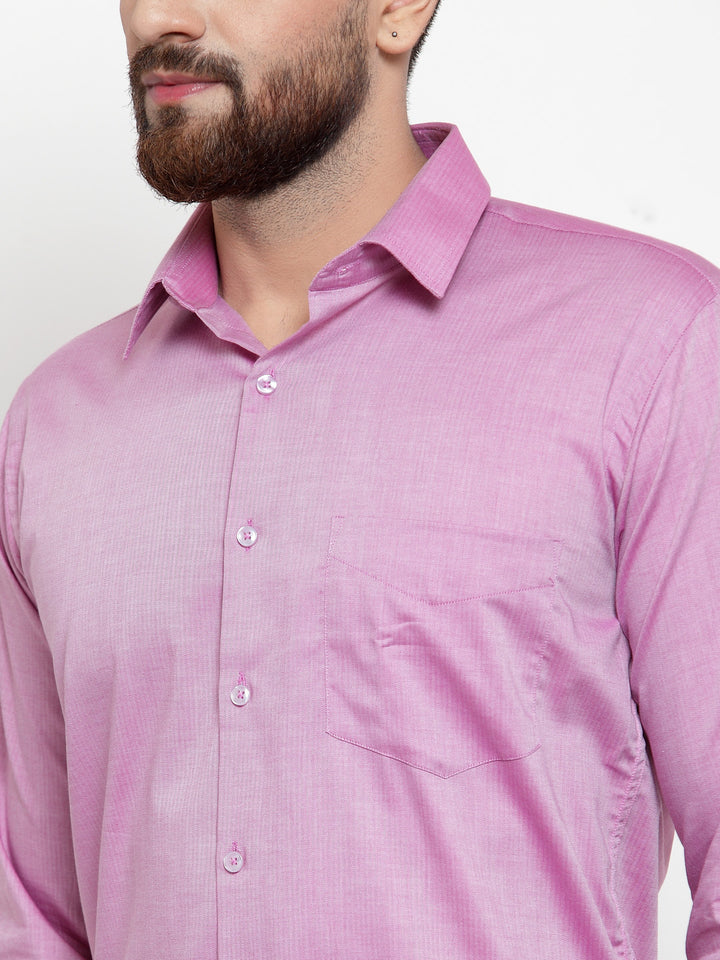 Men Pink Solids Pure Cotton Slim Fit Formal Shirt