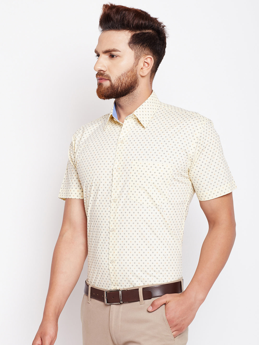 Men Lemon Printed Pure Cotton Slim Fit Formal Shirt