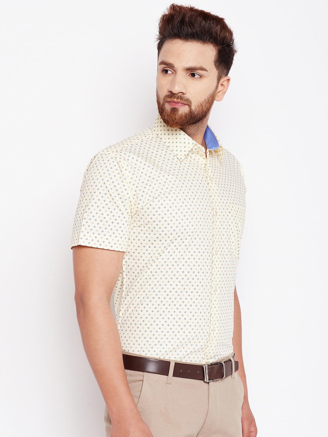 Men Lemon Printed Pure Cotton Slim Fit Formal Shirt