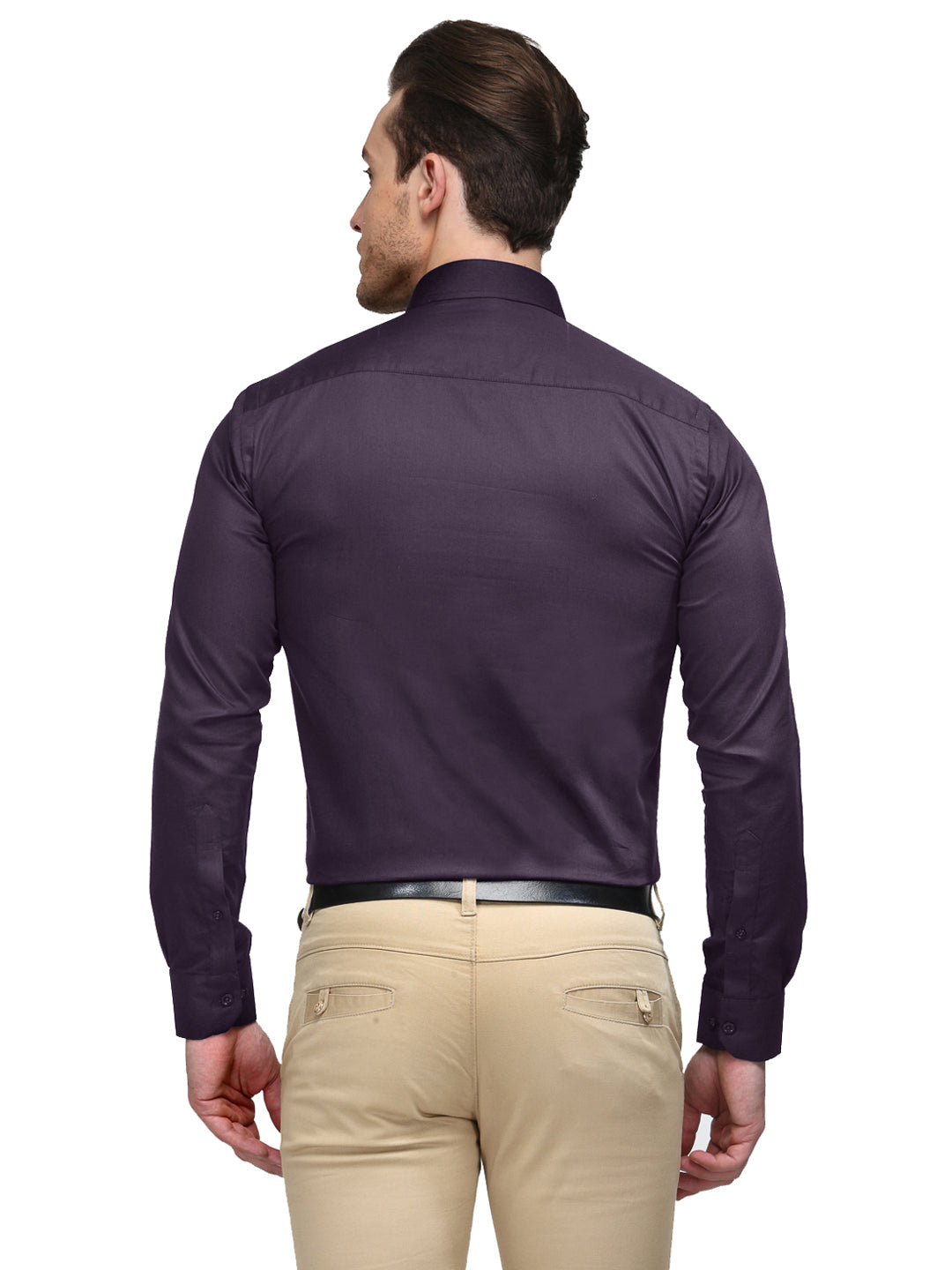 Men Purple Solid Slim Fit Pure Cotton Formal Shirt