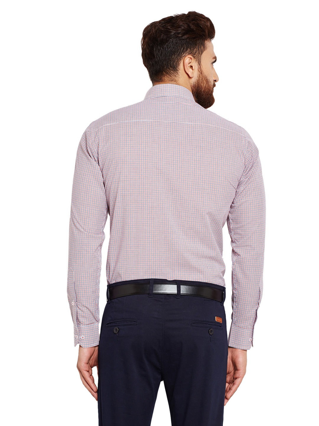 Men White Checks Slim Fit Pure Cotton Formal Shirt