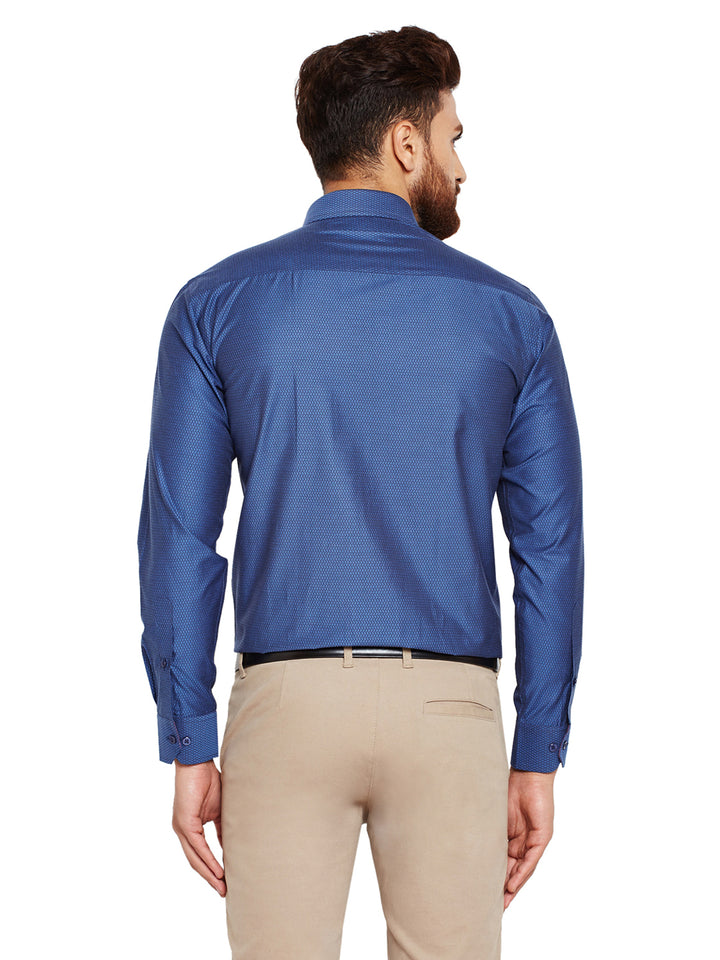 Men Navy Blue Solid Slim Fit Pure Cotton Formal Shirt