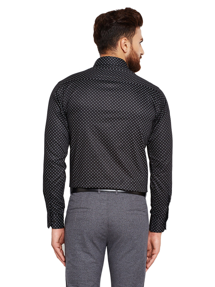 Men Black Prints Slim Fit Pure Cotton Formal Shirt