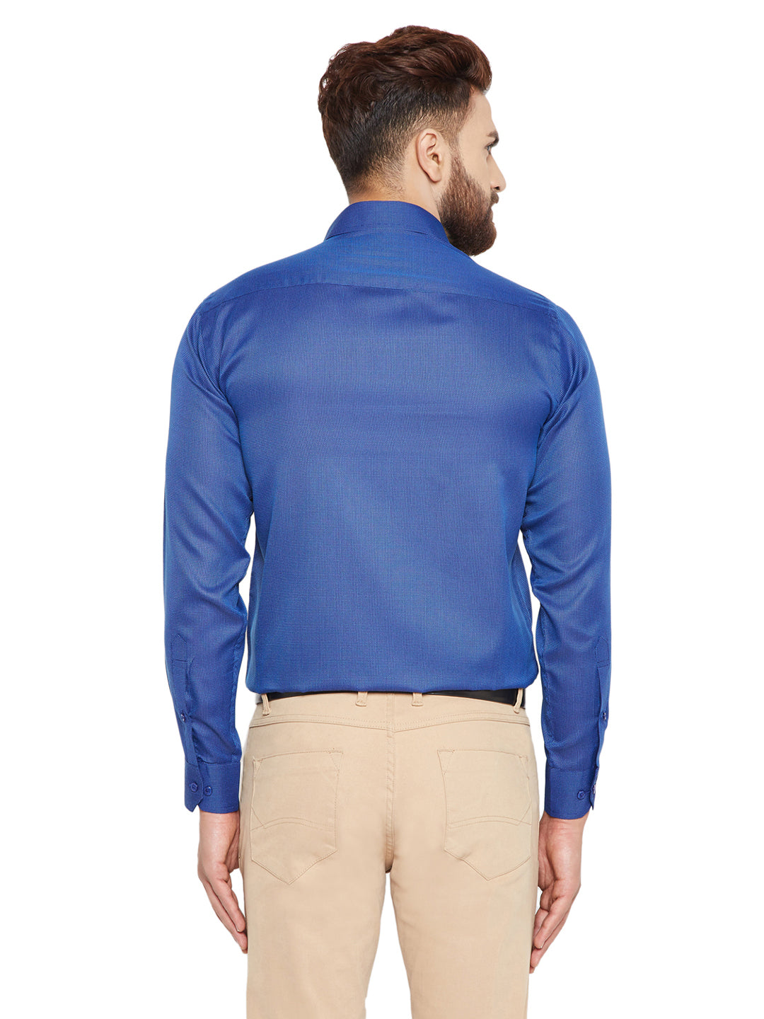 Men  Blue Solid Slim Fit Cotton Rich Formal Shirt