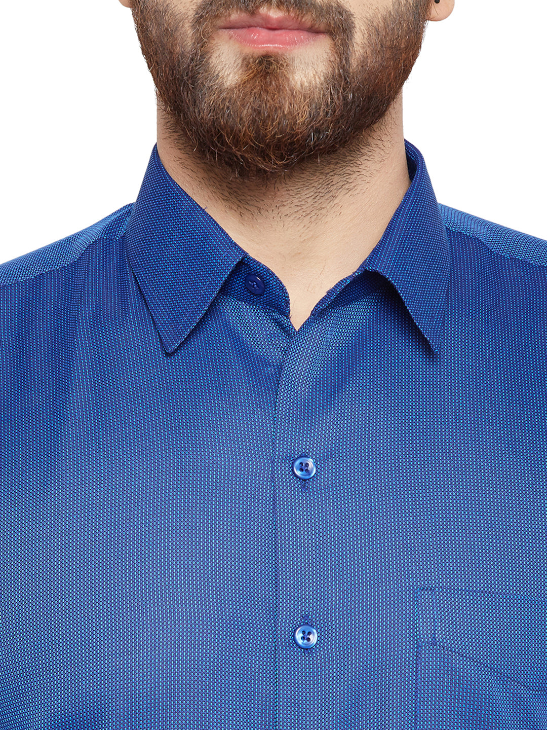Men  Blue Solid Slim Fit Cotton Rich Formal Shirt