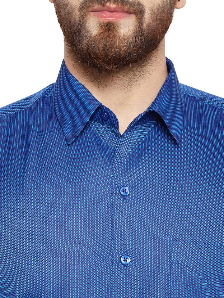 Men  Blue Solid Slim Fit Cotton Rich Formal Shirt