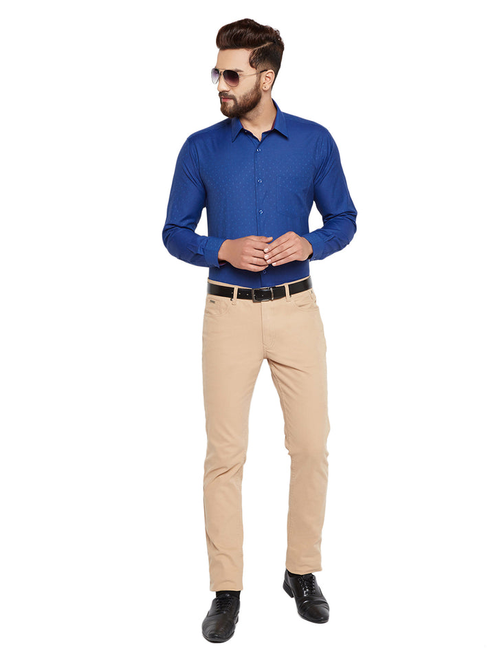 Men  Blue Solid Slim Fit Cotton Rich Formal Shirt