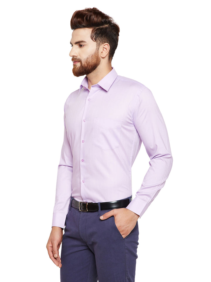 Men Purple Solid Slim Fit Pure Cotton Formal Shirt
