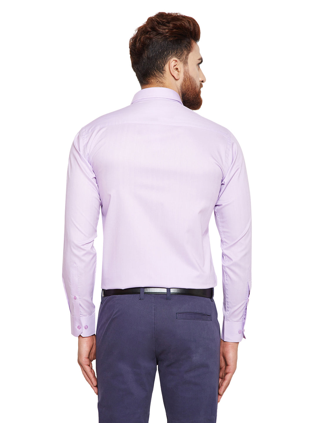 Men Purple Solid Slim Fit Pure Cotton Formal Shirt