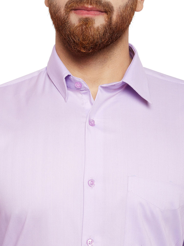 Men Purple Solid Slim Fit Pure Cotton Formal Shirt