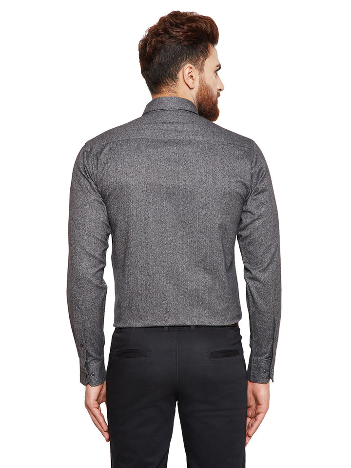 Men Grey Solid Slim Fit Pure Cotton Formal Shirt