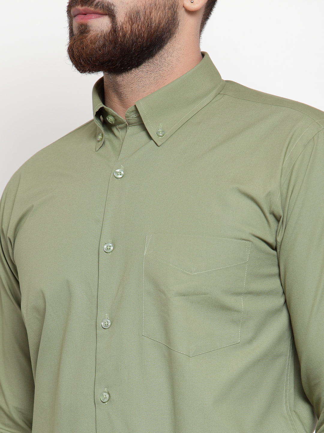 Hancock Men Light Green Pure Cotton Solid Slim Fit Formal Shirt Hancock Men Light Green Pure Cotton Solid Slim Fit Formal Shirt