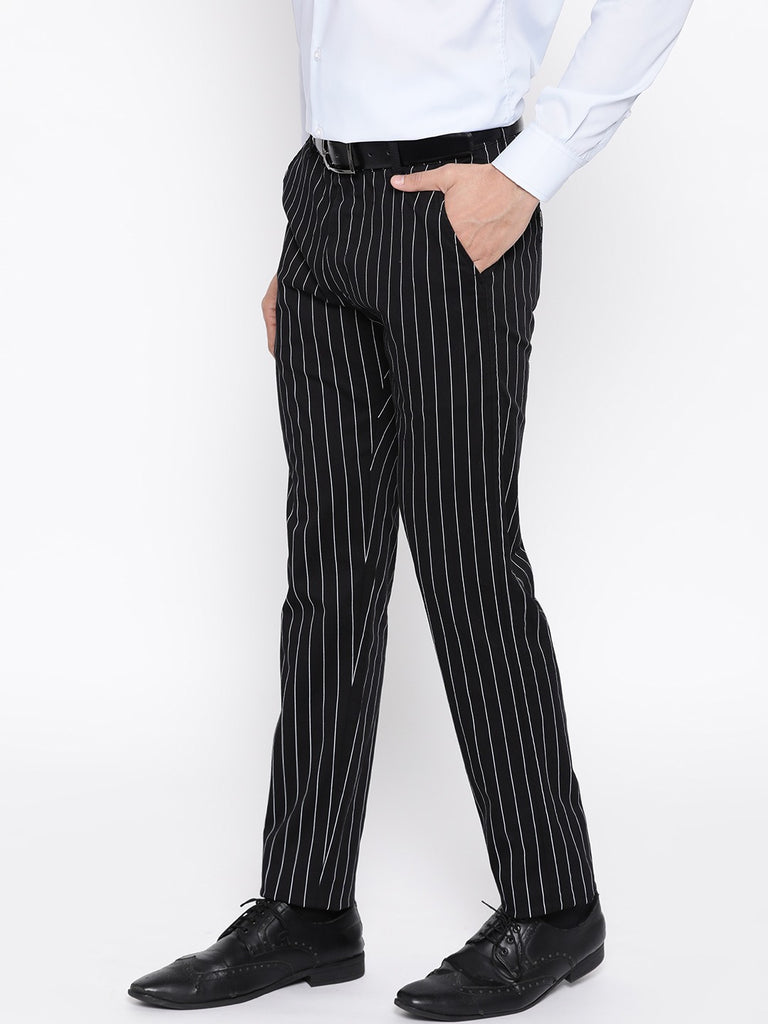 Shop WES Formals Navy Striped CarrotFit Trousers Online  Westside