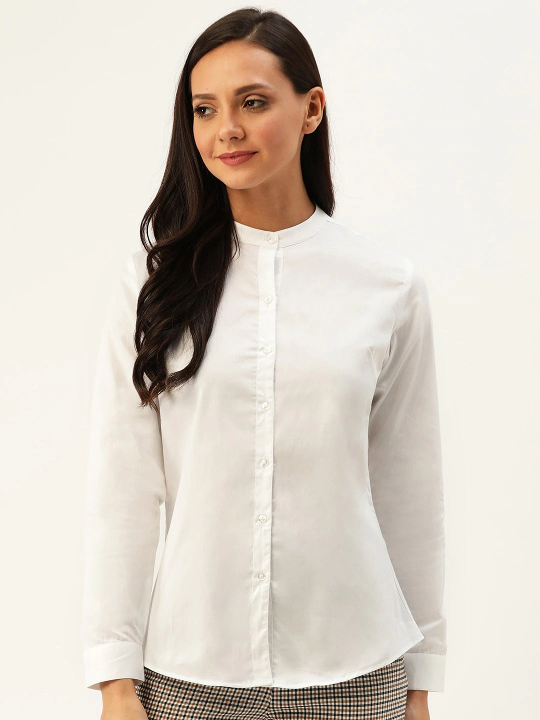 Women White Solids Pure Cotton Slim Fit Formal Shirt