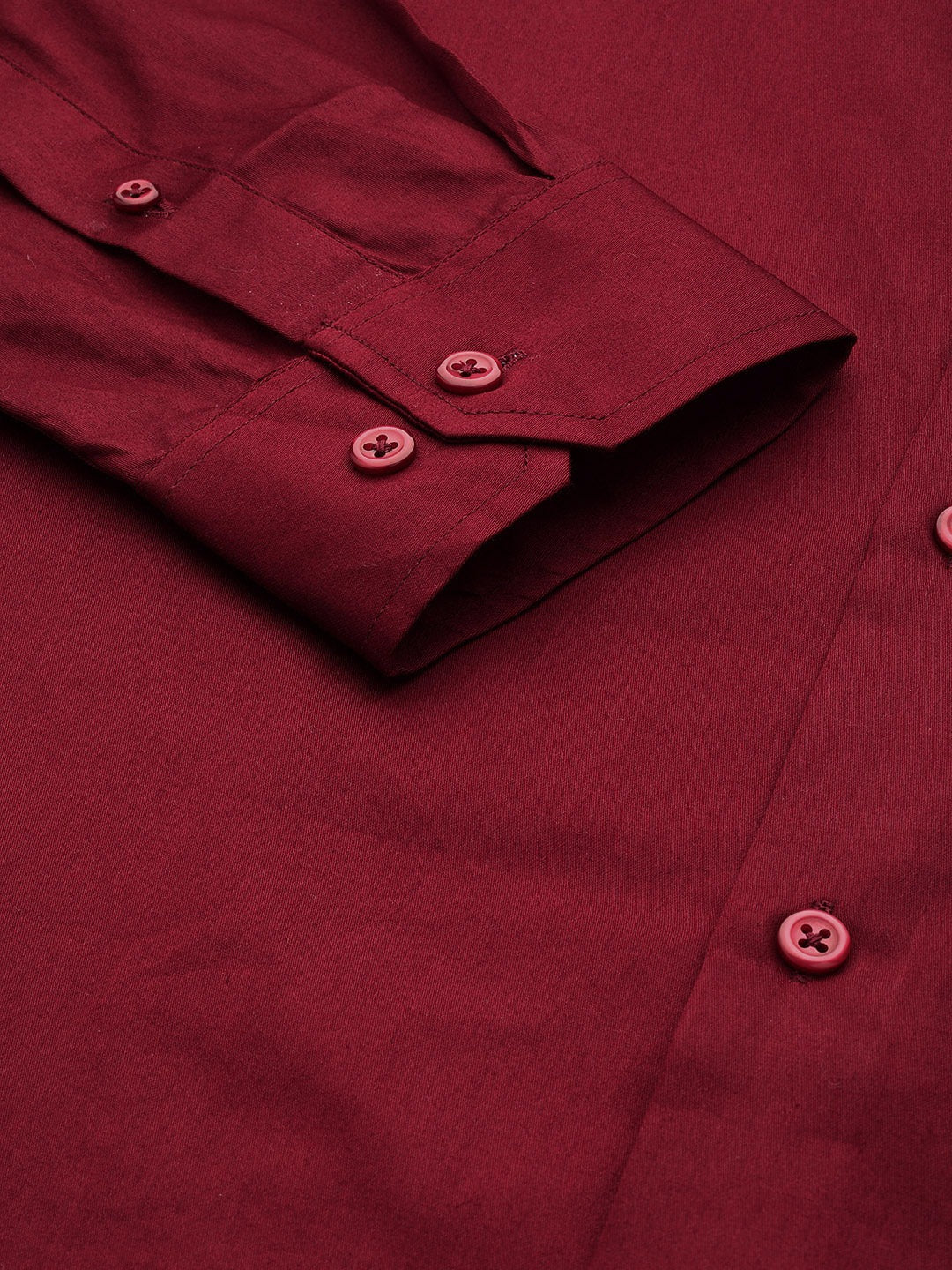 Men Maroon Solid Satin Pure Cotton Slim Fit Formal Shirt