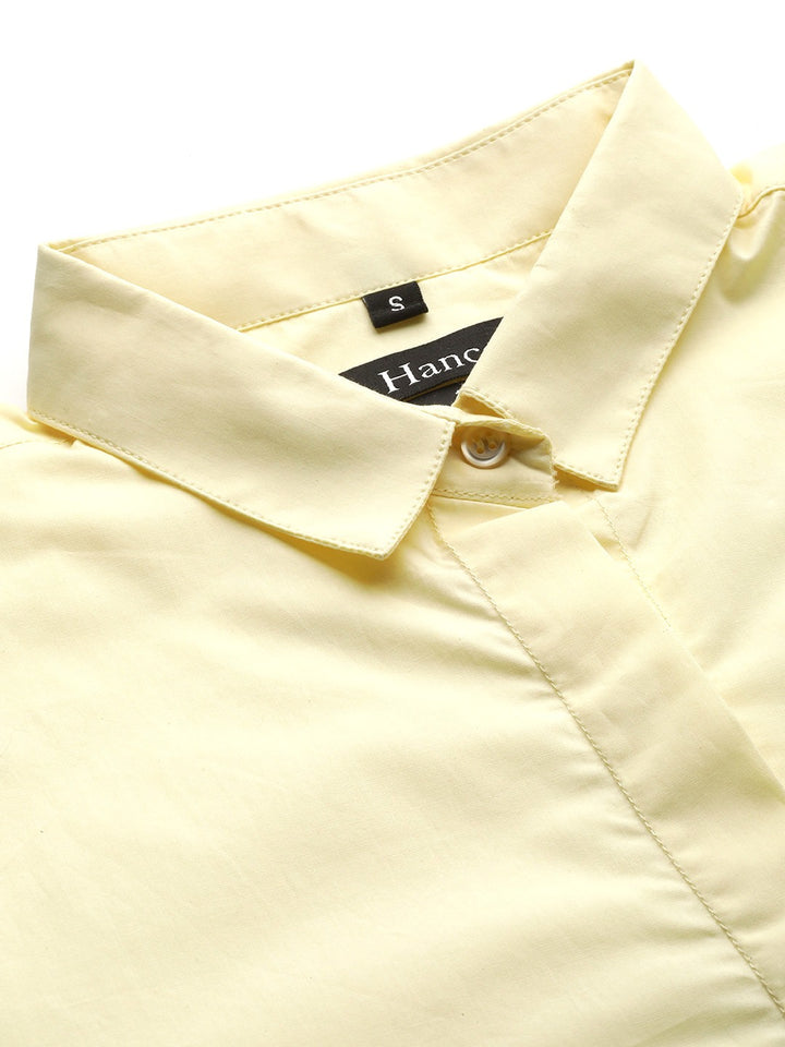 Women Lemon Solids Pure Cotton Slim Fit Formal Shirt