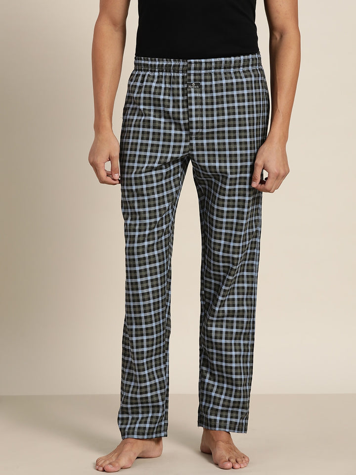 Men Black & grey Checks Pure Cotton Relaxed Fit Casual Lounge Pant