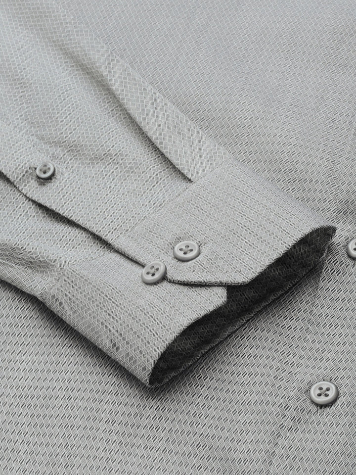 Men Grey Solids Pure Cotton Slim Fit Formal Shirt
