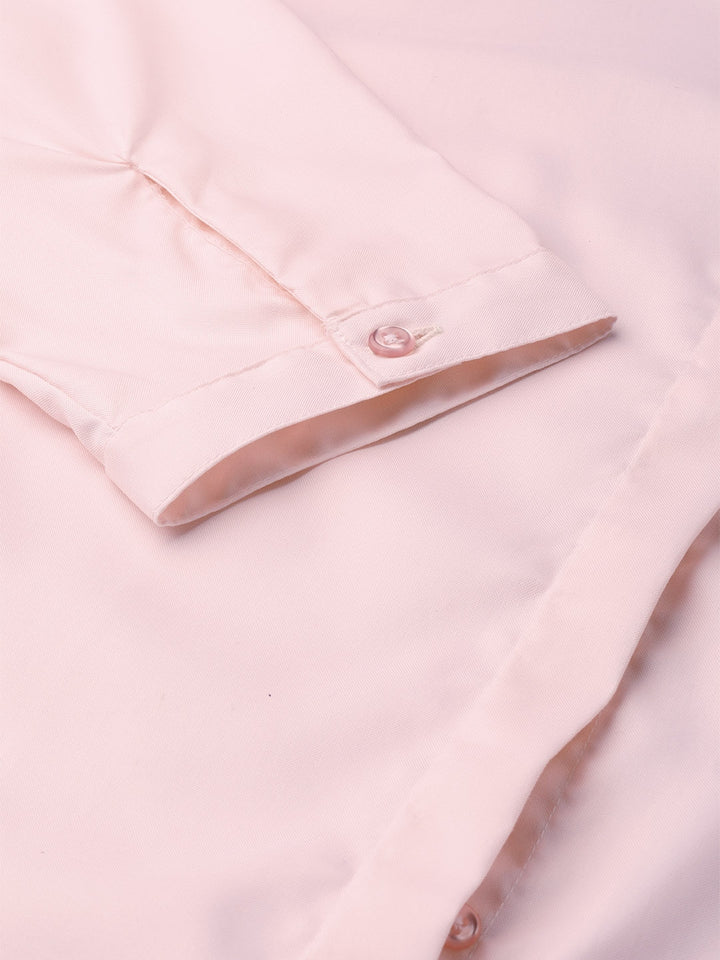 Women Pink Solids Pure Cotton Slim Fit Formal Shirt