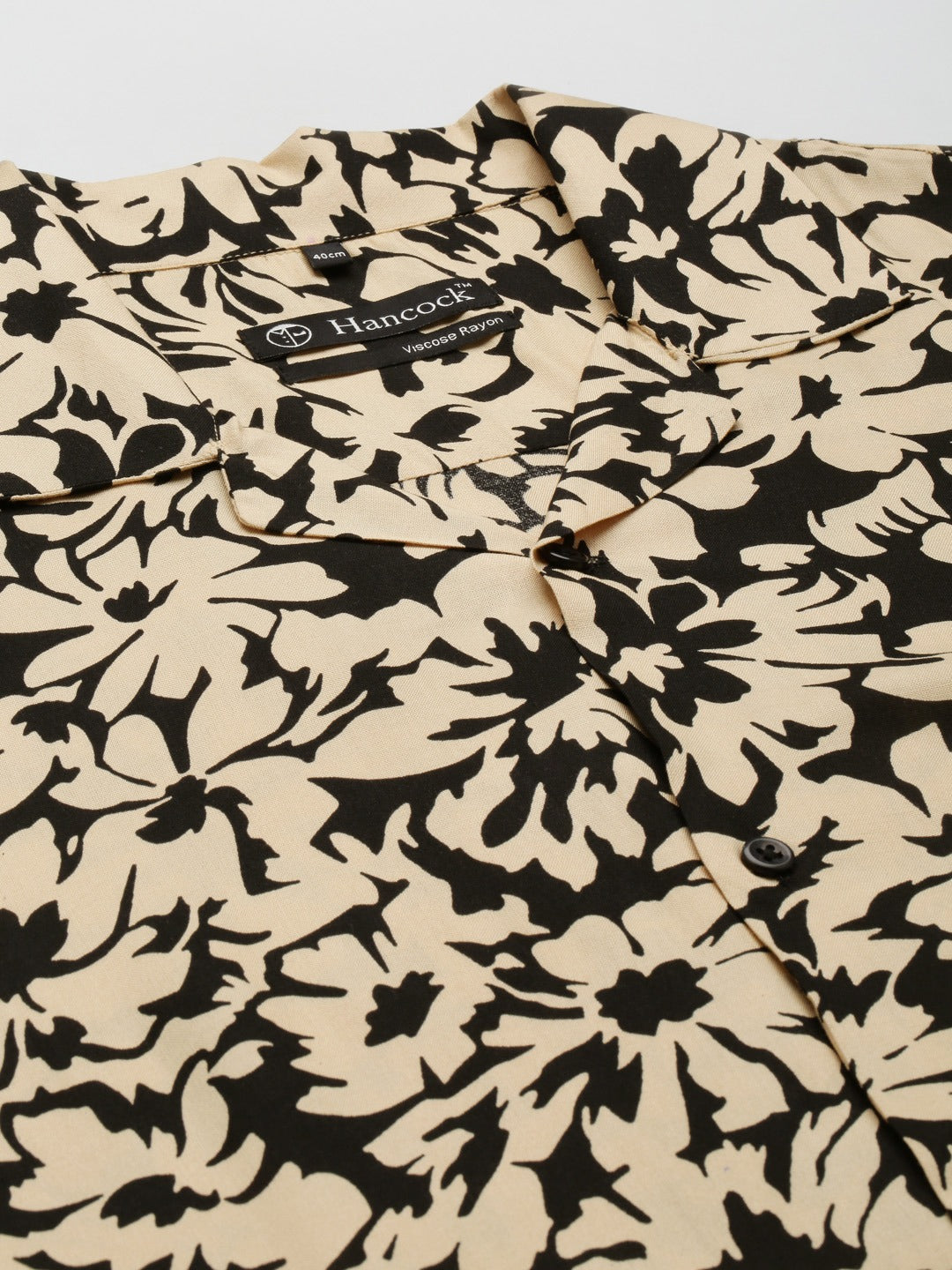 Men Black & Beige Printed Viscose Rayon Relaxed Fit Casual Resort Shirt