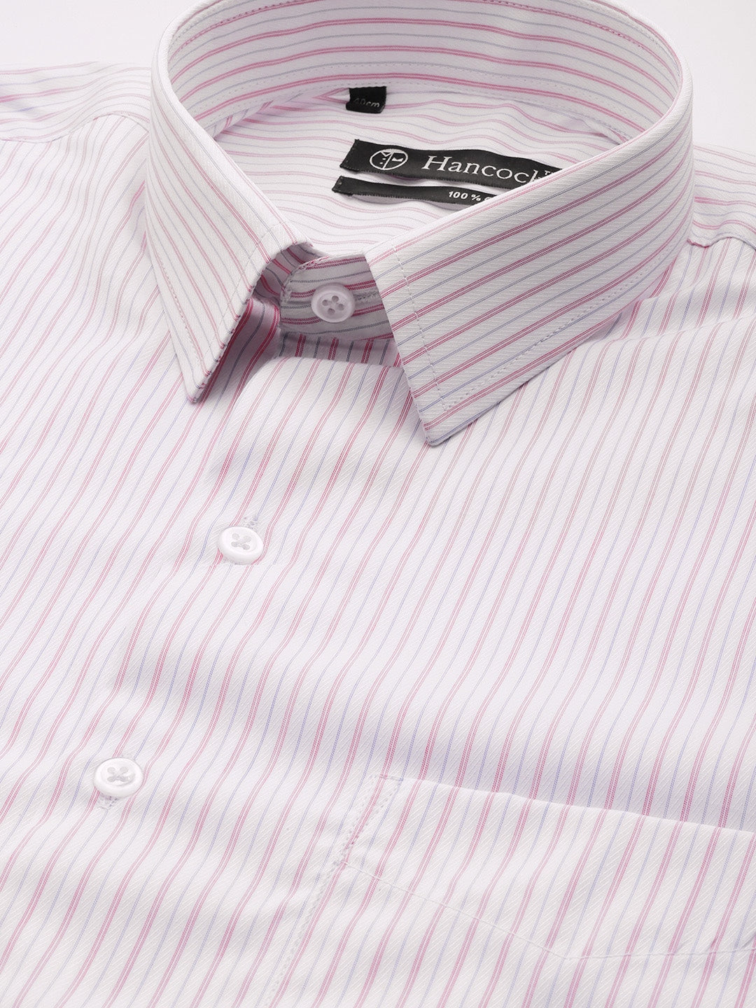 Men White Stripes Pure Cotton Slim Fit Formal Shirt