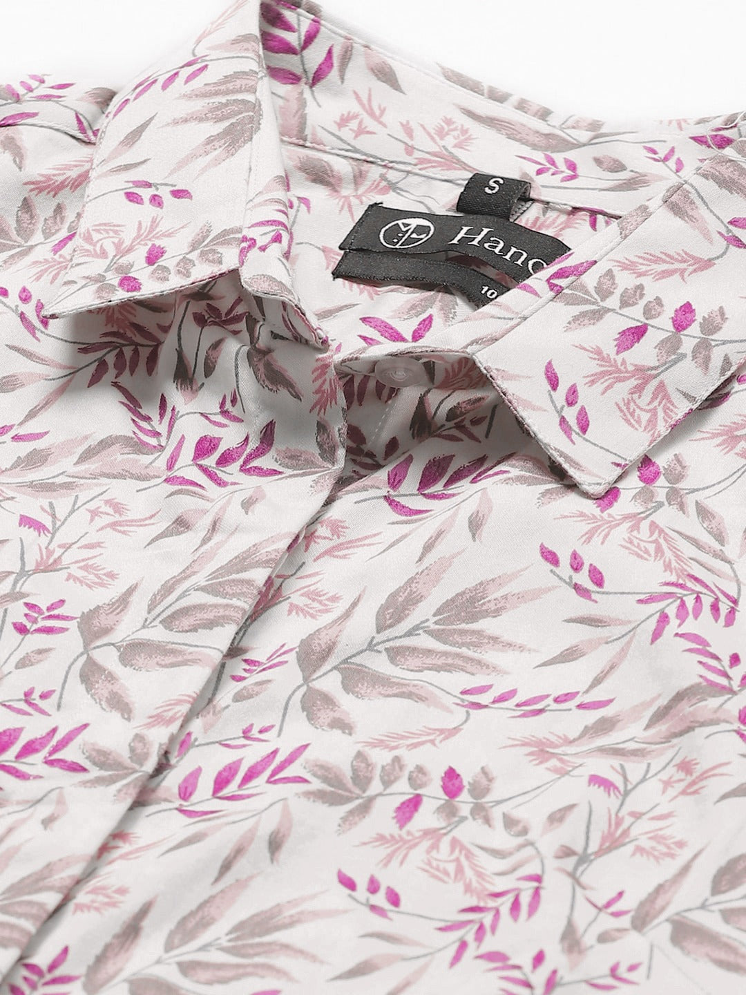 Women Cream & Purple Prints Pure Cotton Slim Fit Formal Shirt