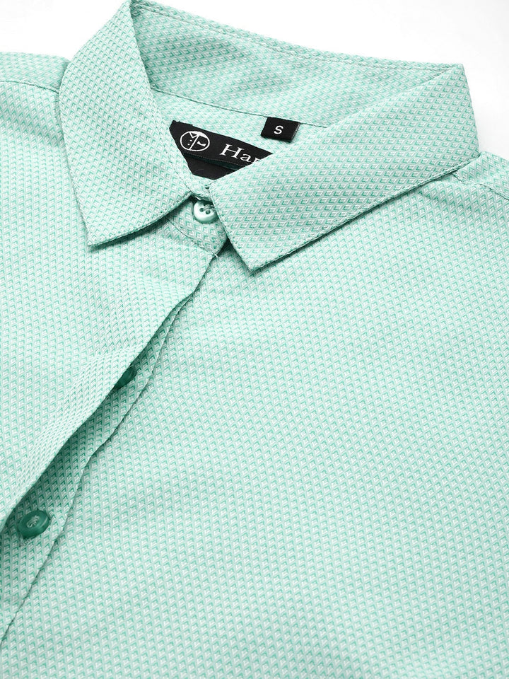 Women Turquoise Solids Cotton Rich Slim Fit Formal Shirt