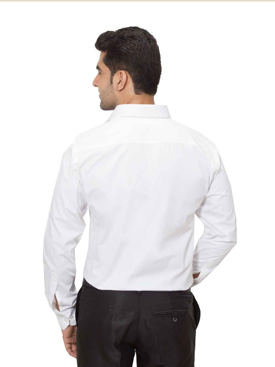 Men White Slim Fit Solid Plain Pure Cotton Formal Shirt