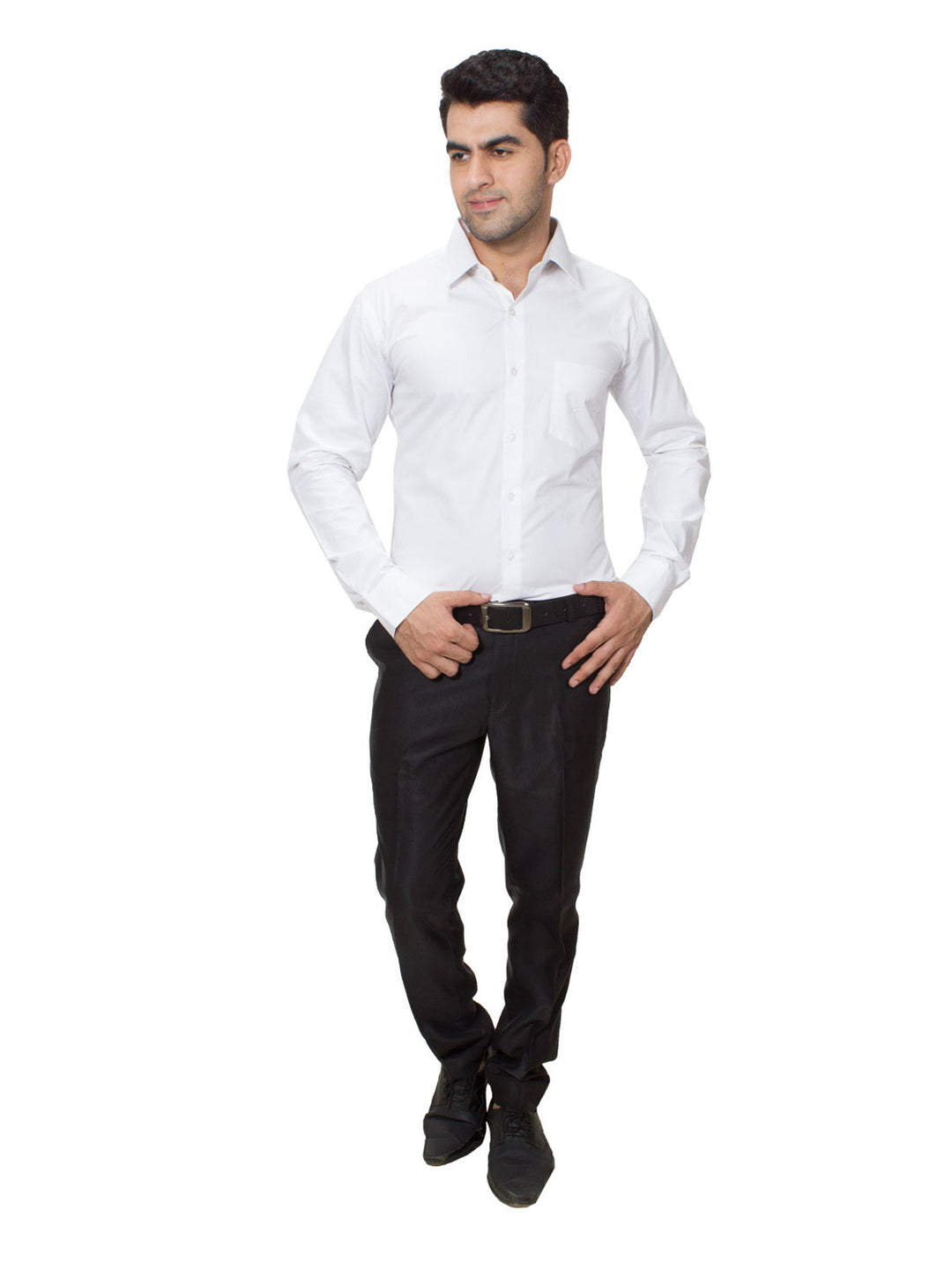 Men White Slim Fit Solid Plain Pure Cotton Formal Shirt