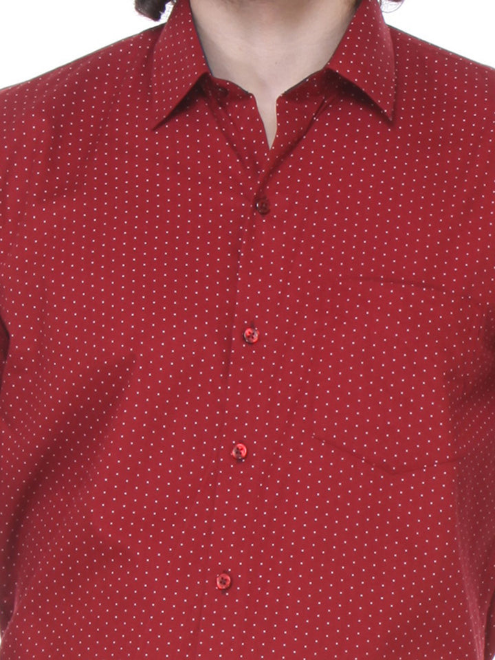 Men Red Printed Pure Cotton Slim Fit Formal Shirt