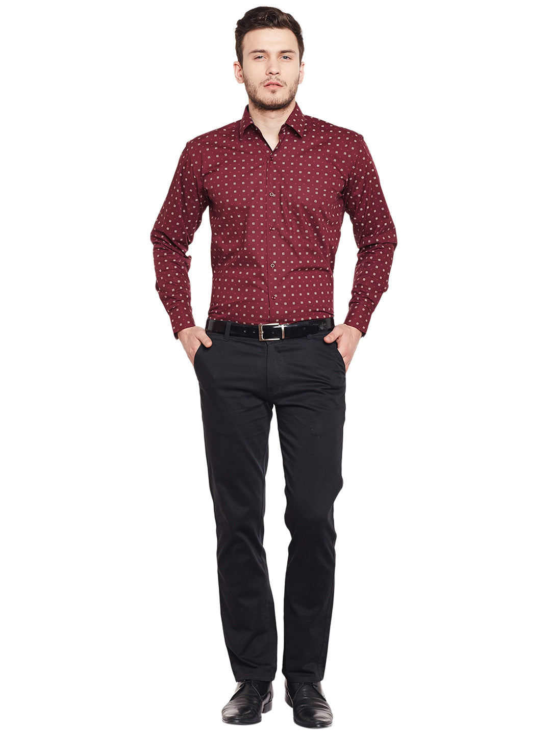 Men Maroon Polka Dot Printed Velvet  Slim Fit  Nehru Jacket
