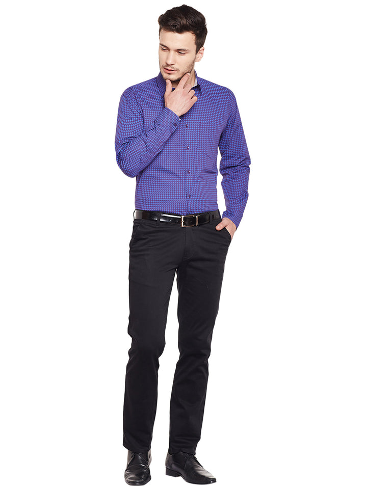 Men Purple Printed Pure Cotton Slim Fit Formal Shirt