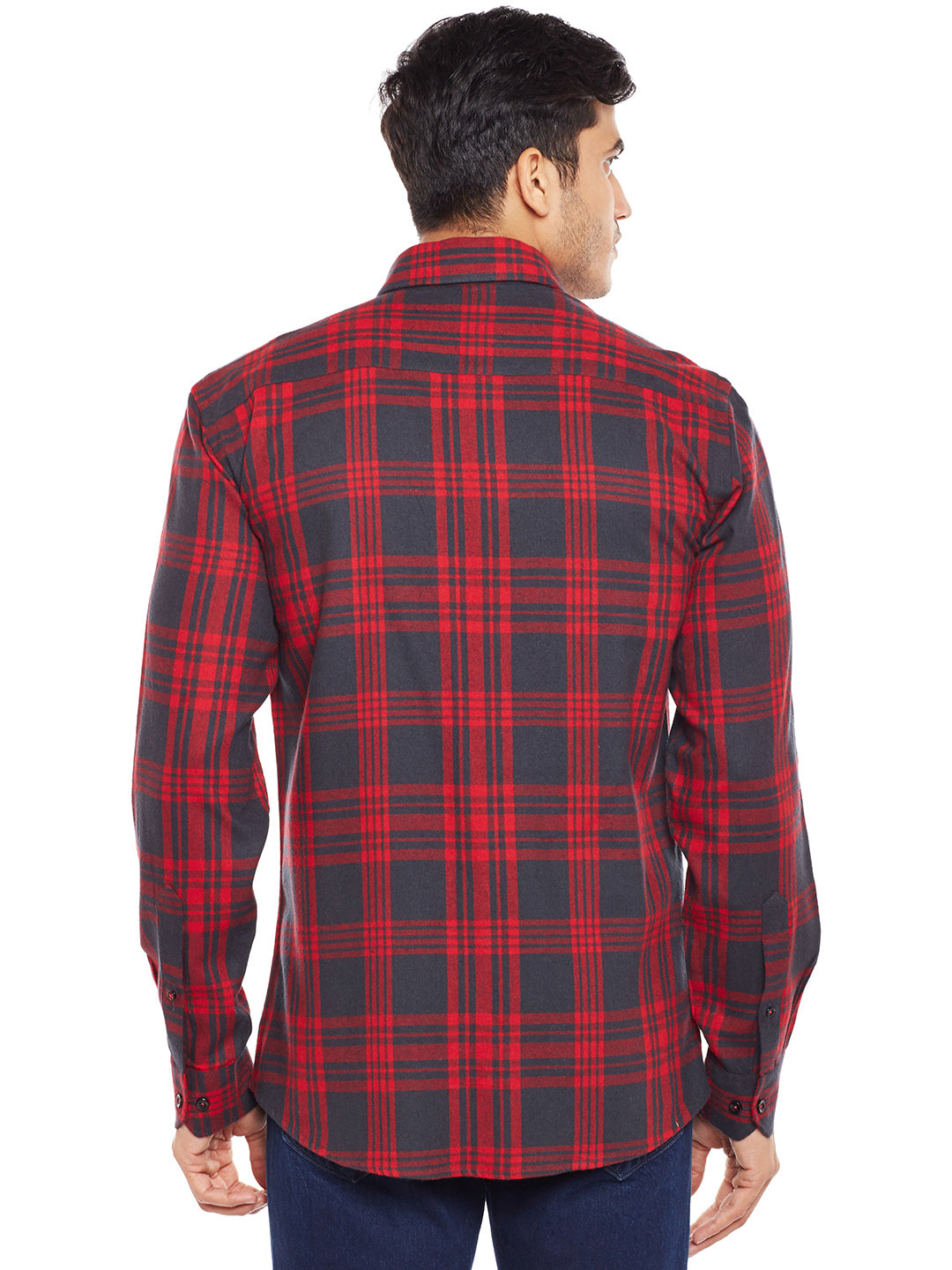 Men Red Checked Pure Cotton Slim Fit Casual Shirt